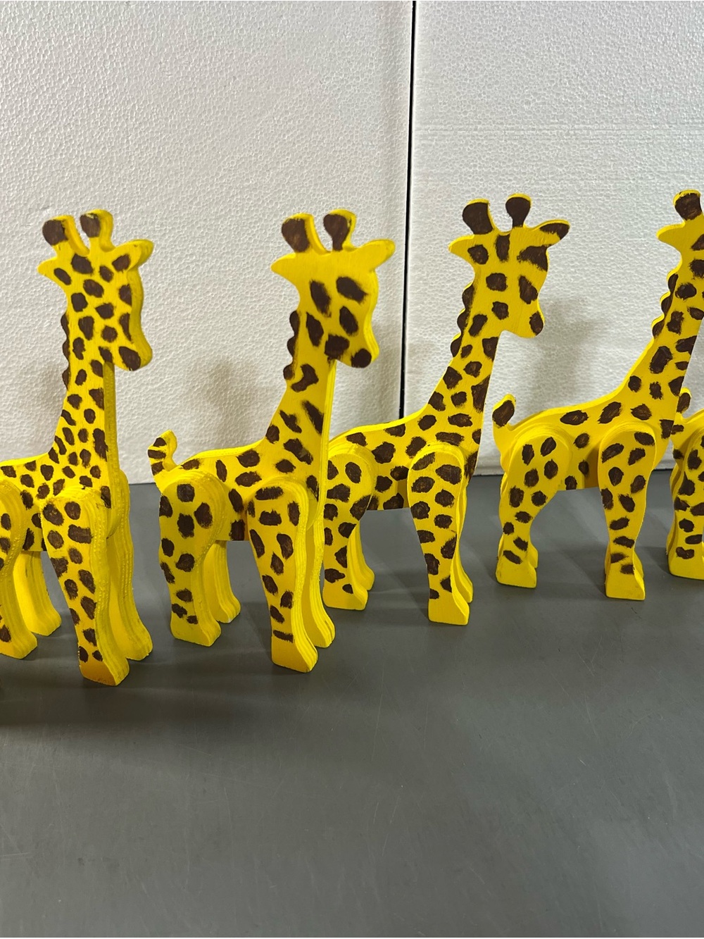 Giraffe & elephant wooden figures